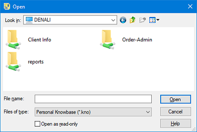 Open dialog box on a network drive