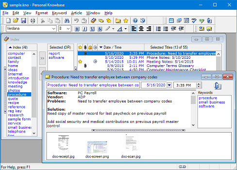More information about Personal Knowbase knowledge management software