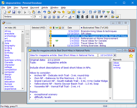 More information about Personal Knowbase notes software