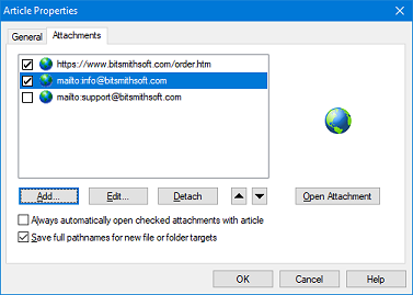 Attachments with contact email addresses