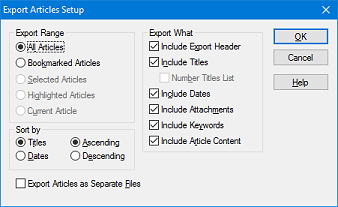 Export Setup Dialog Box