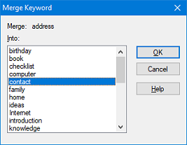Merge Keyword dialog box