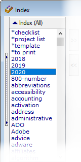 Special keywords in the Index