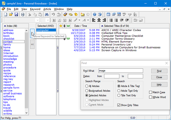 PK with Non-modal Find dialog