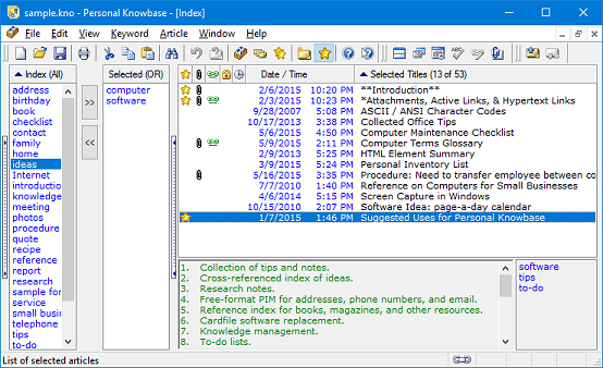 Index Window