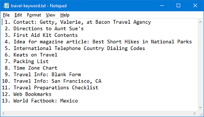 Text file of exported Titles list