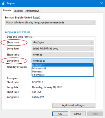 Control Panel Region tab Control Panel Region tab