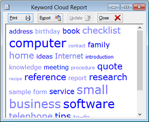 Keyword Cloud Report Window